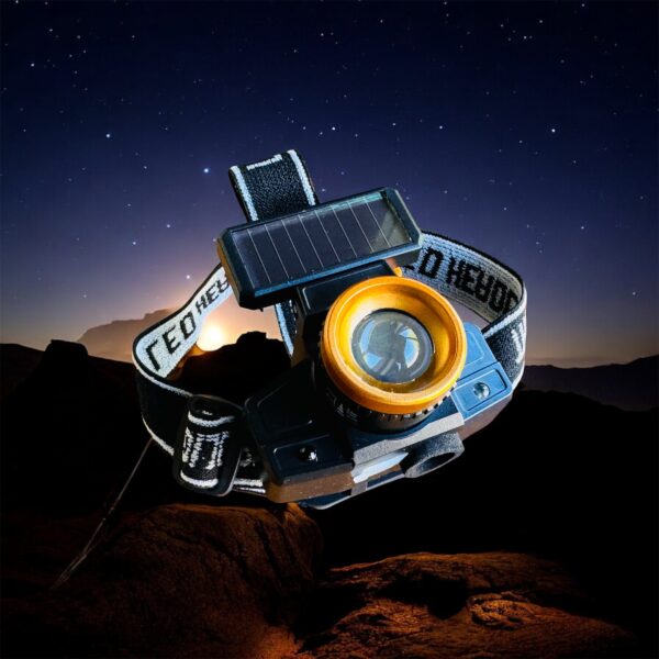 LED Headlamp 650LM – Solar + USB Rechargeable, 1200 mAh Battery, Motion Sensor, Waterproof Head Torch for Camping, Hiking, Fishing & Work - Image 2