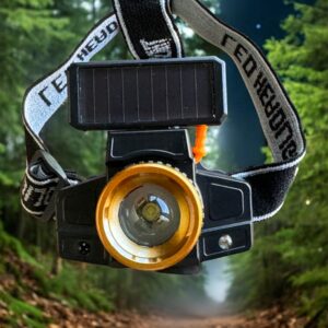 LED Headlamp 650LM – Solar + USB Rechargeable, 1200 mAh Battery, Motion Sensor, Waterproof Head Torch for Camping, Hiking, Fishing & Work
