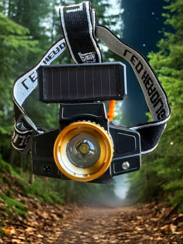 LED Headlamp 650LM – Solar + USB Rechargeable, 1200 mAh Battery, Motion Sensor, Waterproof Head Torch for Camping, Hiking, Fishing & Work