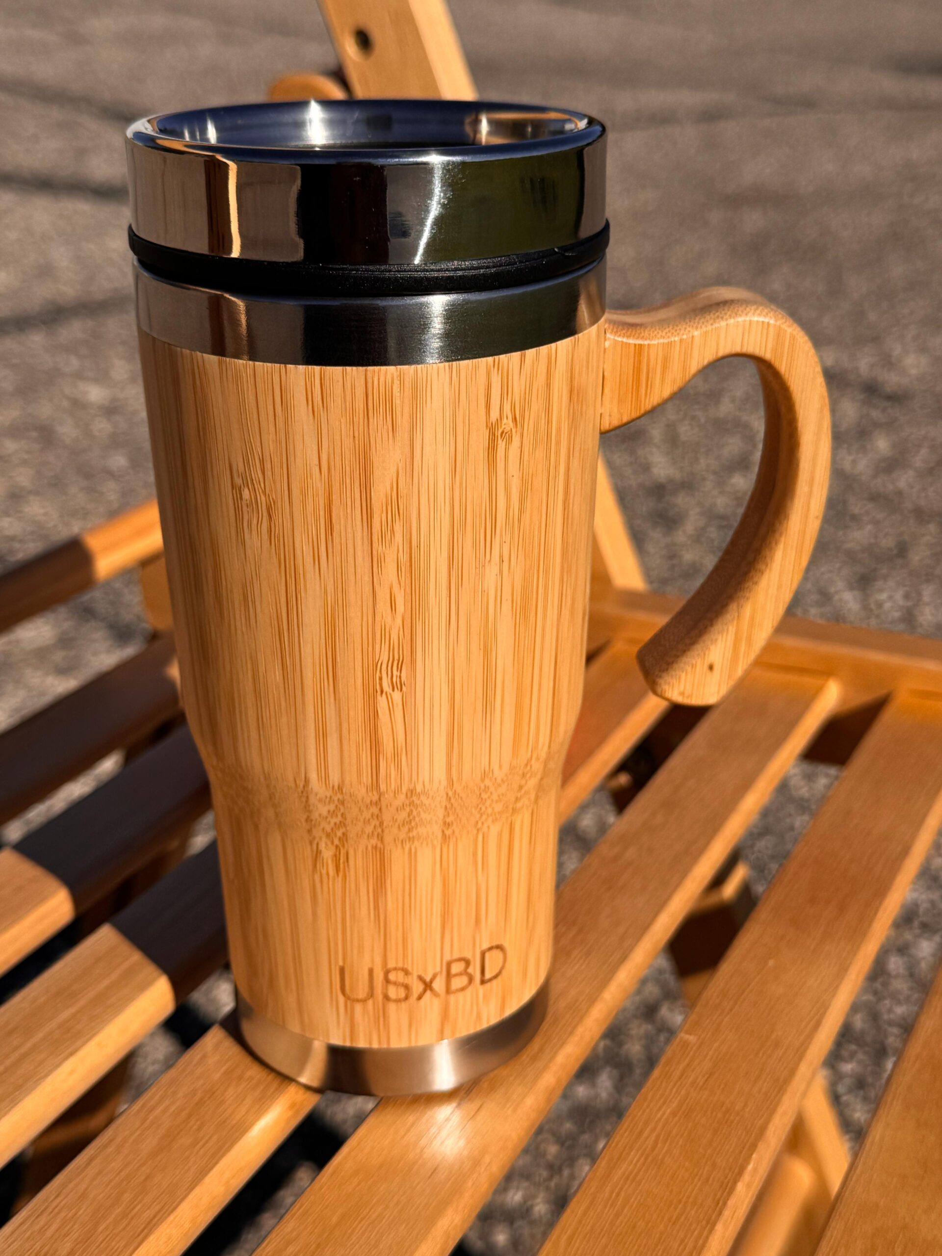 Eco Friendly Bamboo Travel Mug with Stainless Steel Interior – 16 oz Reusable Coffee Cup with Handle & Spill-Resistant Lid - Image 11