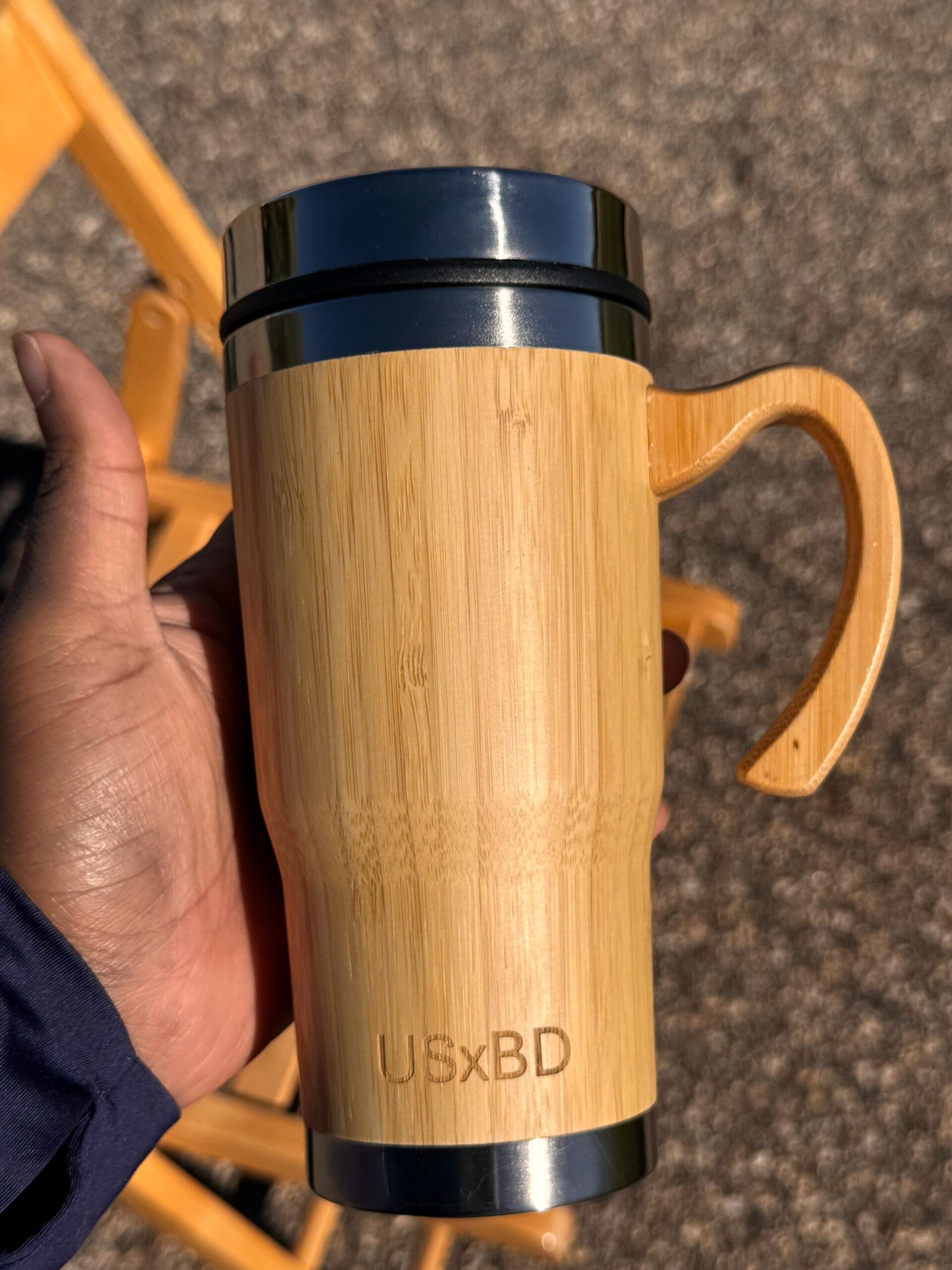 Eco Friendly Bamboo Travel Mug with Stainless Steel Interior – 16 oz Reusable Coffee Cup with Handle & Spill-Resistant Lid - Image 3