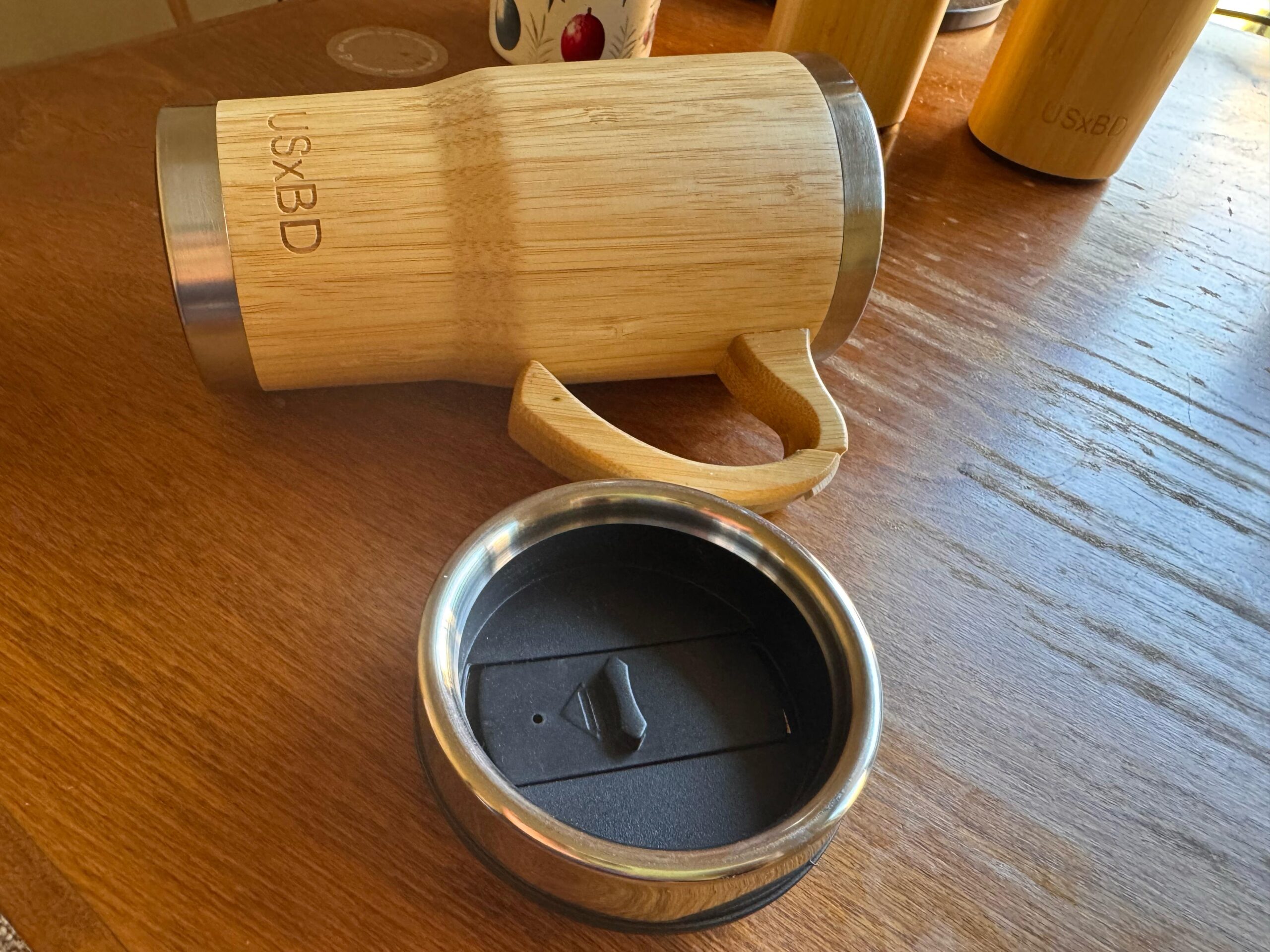 Eco Friendly Bamboo Travel Mug with Stainless Steel Interior – 16 oz Reusable Coffee Cup with Handle & Spill-Resistant Lid - Image 6