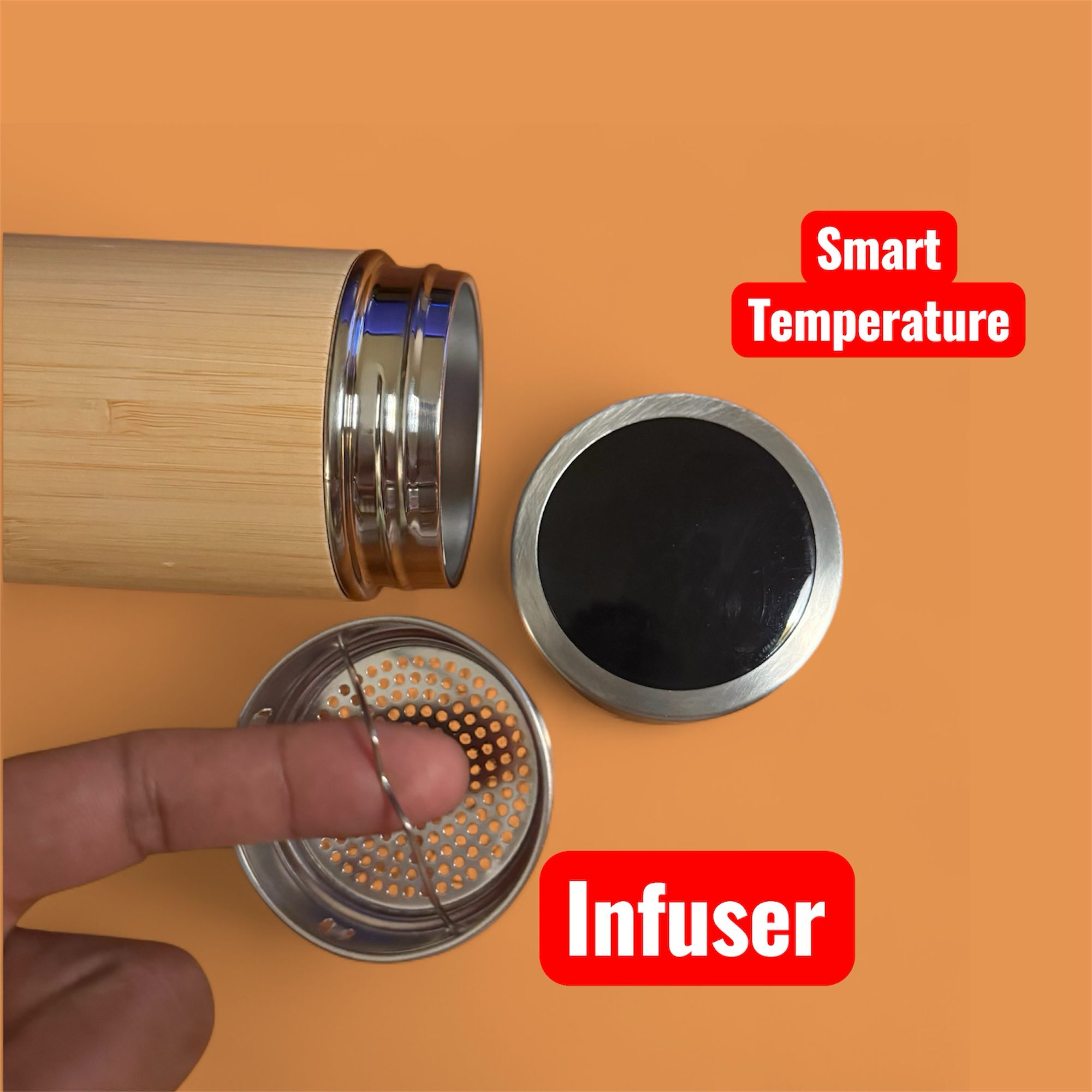 Premium Bamboo Made Tea, Coffee Tumbler with Infuser | 16oz Double Wall Stainless Steel Insulated Travel Mug | Smart Temp or Carry Rope Lid - Image 17