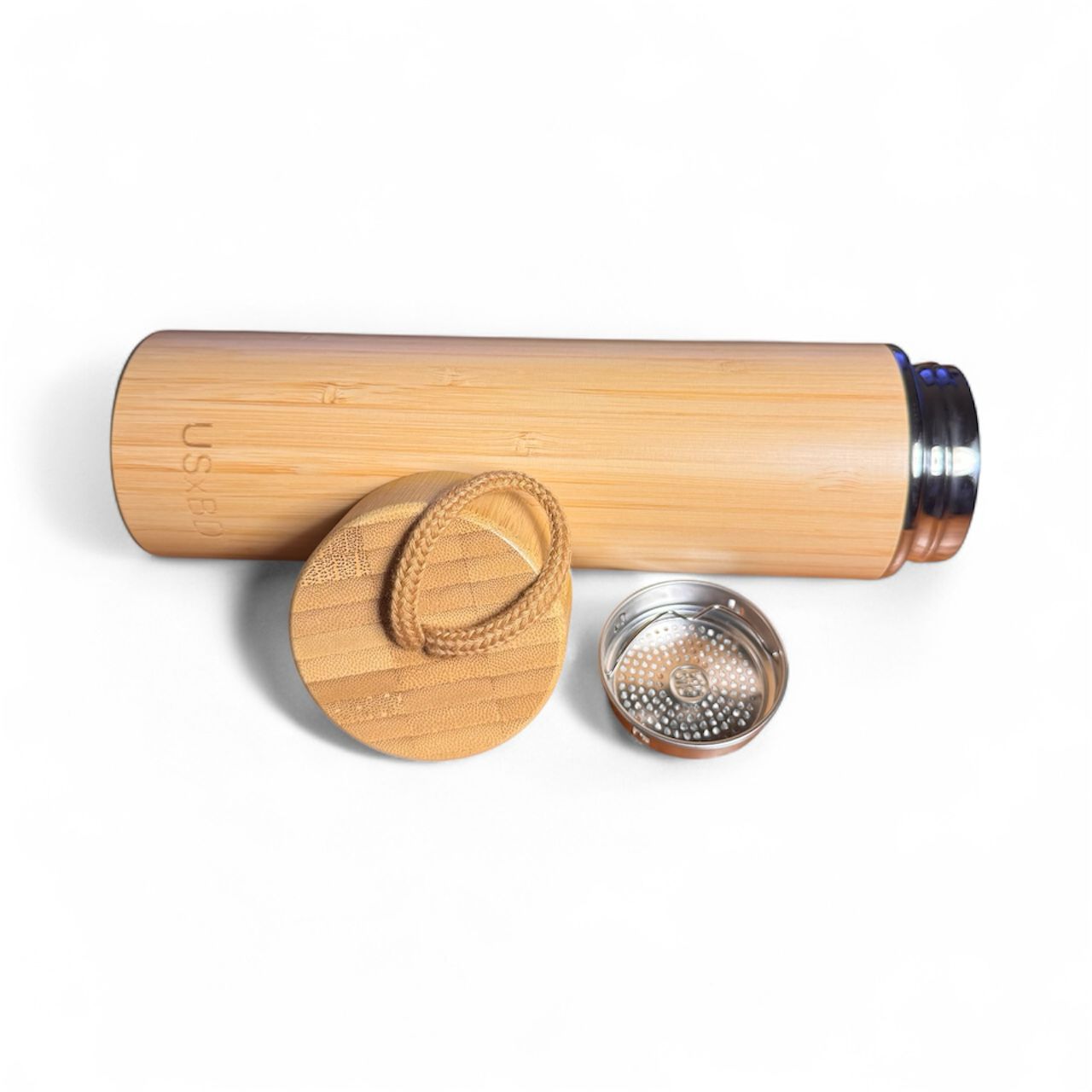 Premium Bamboo Made Tea, Coffee Tumbler with Infuser | 16oz Double Wall Stainless Steel Insulated Travel Mug | Smart Temp or Carry Rope Lid - Image 2